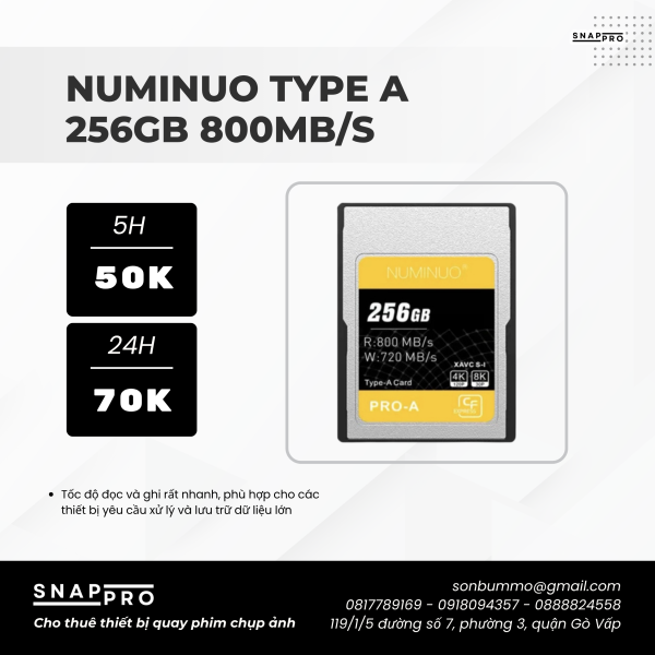 Thẻ nhớ Numino TYPE A 256GB 800mb/s