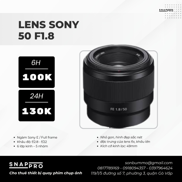 Lens Sony FE 50mm F/1.8 