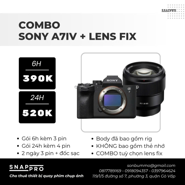 Camera Sony A74 + Lens fix