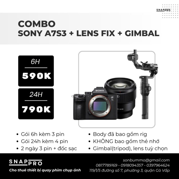 Camera Sony A7S3 + Lens fix + Gimbal