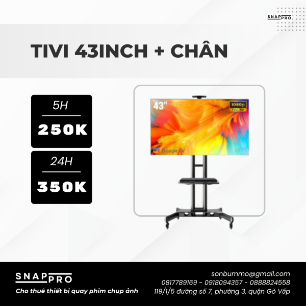Màn hình TV 43" kèm chân đứng có bánh xe
